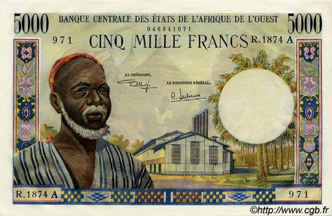 5000 Francs ÉTATS DE L AFRIQUE DE L OUEST  1973 P.104Ah pr.NEUF