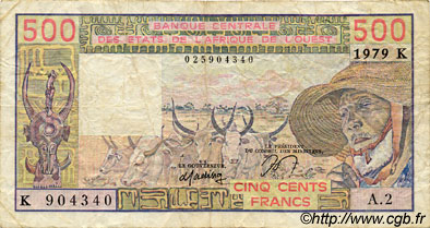 500 Francs ÉTATS DE L AFRIQUE DE L OUEST  1979 P.705Ka pr.TB