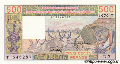 500 Francs ÉTATS DE L AFRIQUE DE L OUEST  1979 P.805T pr.NEUF
