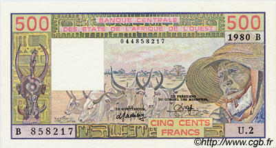 500 Francs ÉTATS DE L AFRIQUE DE L OUEST  1980 P.205Ba pr.NEUF