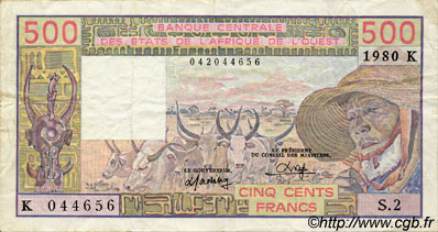 500 Francs ÉTATS DE L AFRIQUE DE L OUEST  1980 P.705Kb TTB
