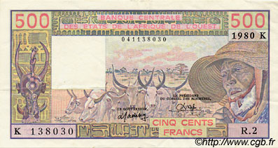 500 Francs ÉTATS DE L AFRIQUE DE L OUEST  1980 P.705Kb TTB+