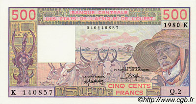 500 Francs ÉTATS DE L AFRIQUE DE L OUEST  1980 P.705Kb NEUF