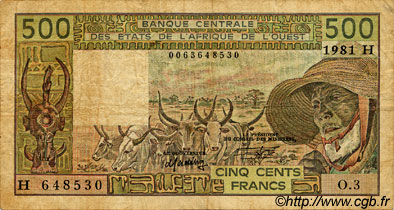 500 Francs ÉTATS DE L AFRIQUE DE L OUEST  1981 P.606Hb TB