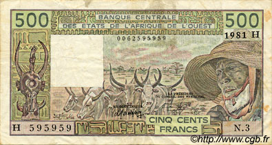 500 Francs ÉTATS DE L AFRIQUE DE L OUEST  1981 P.606Hb TTB