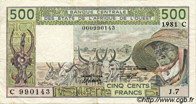 500 Francs ÉTATS DE L AFRIQUE DE L OUEST  1981 P.306Cc TTB