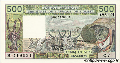 500 Francs ÉTATS DE L AFRIQUE DE L OUEST  1981 P.606Hc NEUF