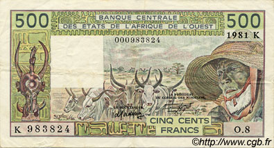 500 Francs ÉTATS DE L AFRIQUE DE L OUEST  1981 P.706Kc TTB