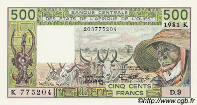 500 Francs ÉTATS DE L AFRIQUE DE L OUEST  1981 P.706Kc NEUF