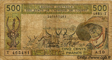500 Francs ÉTATS DE L AFRIQUE DE L OUEST  1981 P.806Tc B
