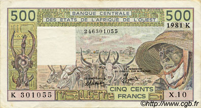 500 Francs ÉTATS DE L AFRIQUE DE L OUEST  1981 P.706Ke TTB