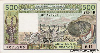 500 Francs ÉTATS DE L AFRIQUE DE L OUEST  1984 P.206Bg SPL+