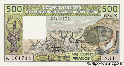 500 Francs ÉTATS DE L AFRIQUE DE L OUEST  1984 P.706Kg NEUF