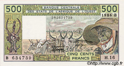 500 Francs ÉTATS DE L AFRIQUE DE L OUEST  1986 P.206Bj pr.NEUF