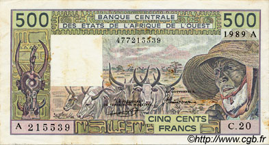 500 Francs ÉTATS DE L AFRIQUE DE L OUEST  1989 P.106Al TTB+