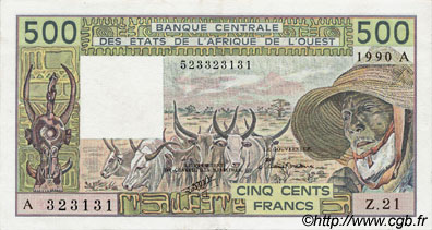 500 Francs ÉTATS DE L AFRIQUE DE L OUEST  1990 P.106Am SUP
