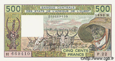 500 Francs ÉTATS DE L AFRIQUE DE L OUEST  1990 P.606Hl SUP