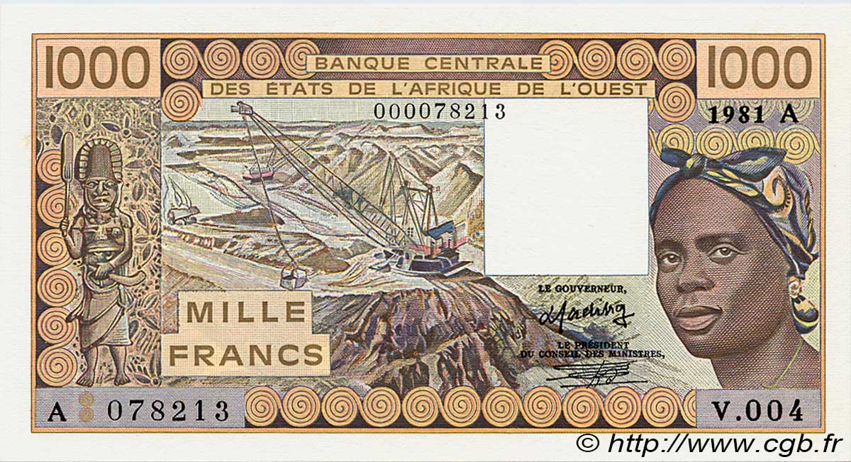 1000 Francs ÉTATS DE L AFRIQUE DE L OUEST  1981 P.107Ab pr.NEUF