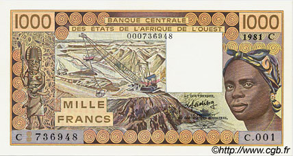 1000 Francs ÉTATS DE L AFRIQUE DE L OUEST  1981 P.307Cb NEUF