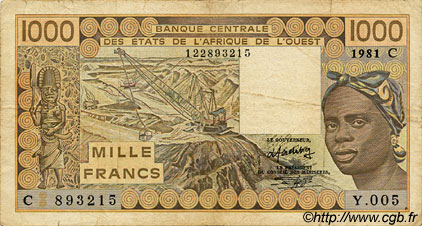1000 Francs ÉTATS DE L AFRIQUE DE L OUEST  1981 P.307Cb TB