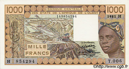 1000 Francs ÉTATS DE L AFRIQUE DE L OUEST  1981 P.607Hb NEUF