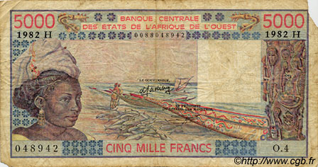 5000 Francs ÉTATS DE L AFRIQUE DE L OUEST  1982 P.608Hg B+