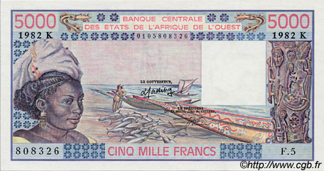 5000 Francs ÉTATS DE L AFRIQUE DE L OUEST  1982 P.708Kf NEUF