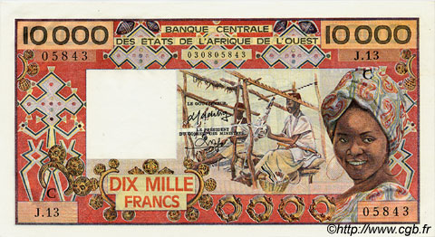 10000 Francs ÉTATS DE L AFRIQUE DE L OUEST  1980 P.309Cc pr.NEUF
