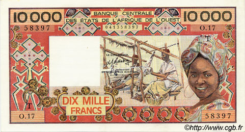 10000 Francs ÉTATS DE L AFRIQUE DE L OUEST  1981 P.809Te SUP+