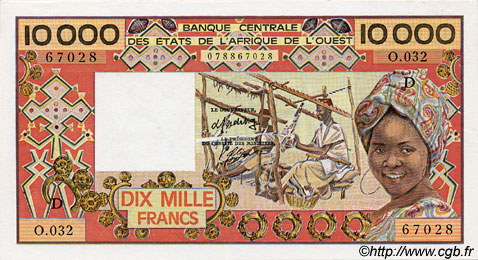 10000 Francs ÉTATS DE L AFRIQUE DE L OUEST  1986 P.408De pr.NEUF