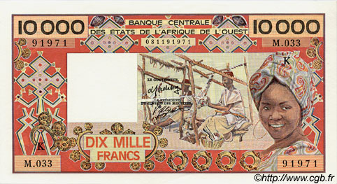 10000 Francs ÉTATS DE L AFRIQUE DE L OUEST  1986 P.709Kj pr.NEUF