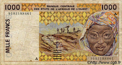 1000 Francs ÉTATS DE L AFRIQUE DE L OUEST  1991 P.111Aa TB
