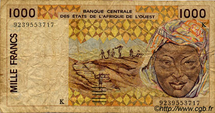 1000 Francs ÉTATS DE L AFRIQUE DE L OUEST  1992 P.711Kb B