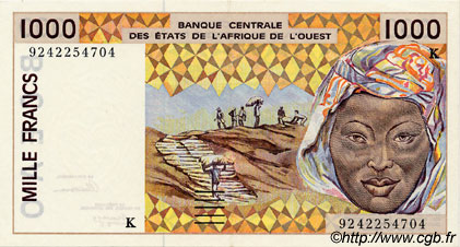 1000 Francs ÉTATS DE L AFRIQUE DE L OUEST  1992 P.711Kb SPL