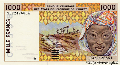 1000 Francs ÉTATS DE L AFRIQUE DE L OUEST  1993 P.111Ac NEUF