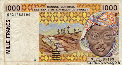 1000 Francs ÉTATS DE L AFRIQUE DE L OUEST  1995 P.211Bf TB+