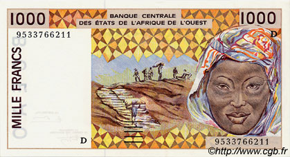 1000 Francs ÉTATS DE L AFRIQUE DE L OUEST  1995 P.411De NEUF