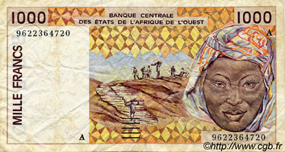 1000 Francs ÉTATS DE L AFRIQUE DE L OUEST  1996 P.111Af TB+