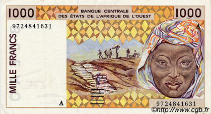 1000 Francs ÉTATS DE L AFRIQUE DE L OUEST  1997 P.111Ag TTB+