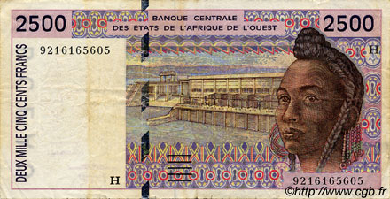 2500 Francs ÉTATS DE L AFRIQUE DE L OUEST  1992 P.612Ha TB+