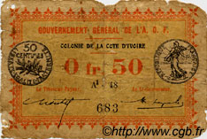 0,50 Franc COTE D IVOIRE  1917 P.01b AB