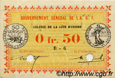 0,50 Franc Annulé COTE D IVOIRE  1917 P.01a SUP+