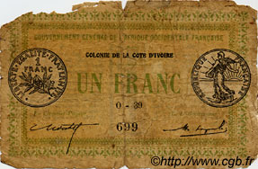1 Franc COTE D IVOIRE  1917 P.02b AB