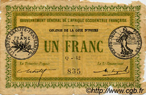 1 Franc COTE D IVOIRE  1917 P.02b B+