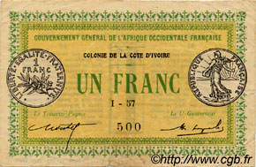 1 Franc COTE D IVOIRE  1917 P.02b TTB