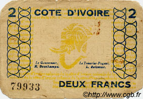 2 Francs COTE D IVOIRE  1943 P.08 TB