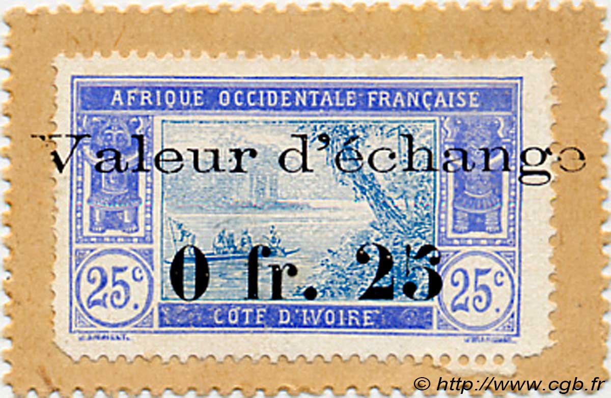 25 Centimes COTE D IVOIRE  1920 P.04 pr.NEUF