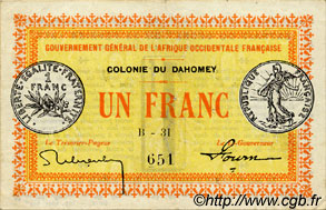 1 Franc DAHOMEY  1917 P.02a TTB+