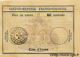60 Centimes COTE D IVOIRE  1931 P.-- SPL