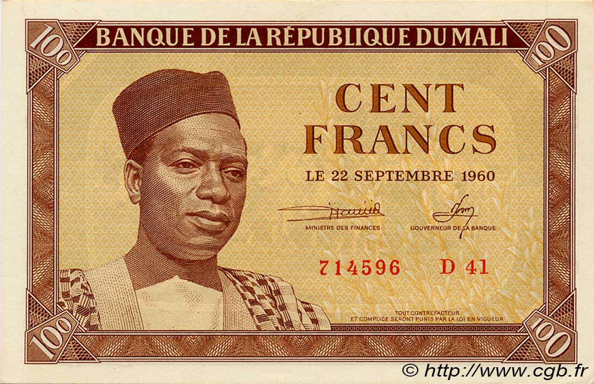 100 Francs MALI  1960 P.02 pr.NEUF